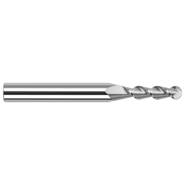 High Helix End Mill for Aluminum Alloys - Ball, 0.0620" (1/16), Shank Dia.: 1/8"